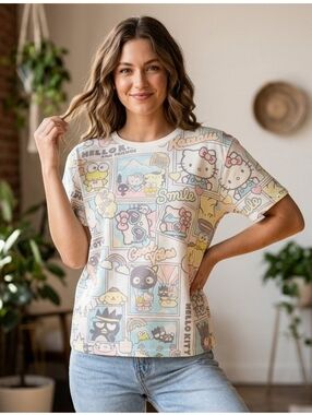 Love Tribe Hello Kitty & Friends Graphic Comic Tee